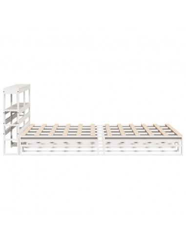 Giroletto con Testiera Bianco 135x190 cm Legno Massello di Pino