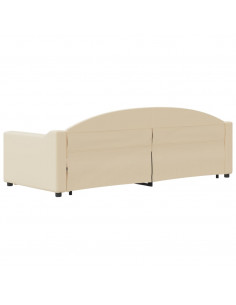 Divano Letto con Letto Estraibile Crema 80x200 cm Tessuto