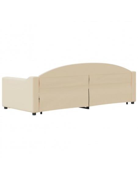 Divano Letto con Letto Estraibile Crema 80x200 cm Tessuto
