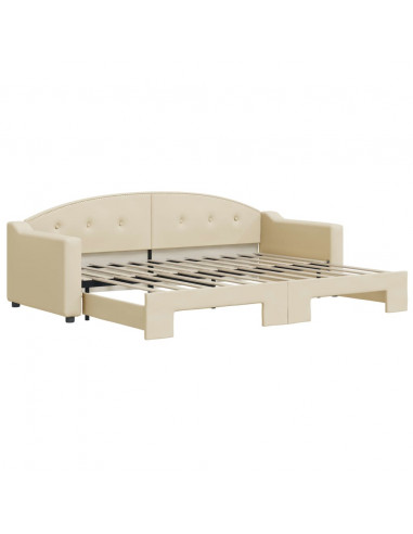 Divano Letto con Letto Estraibile Crema 80x200 cm Tessuto