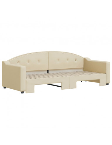 Divano Letto con Letto Estraibile Crema 80x200 cm Tessuto