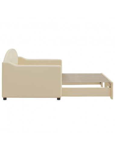 Divano Letto con Letto Estraibile Crema 80x200 cm Tessuto