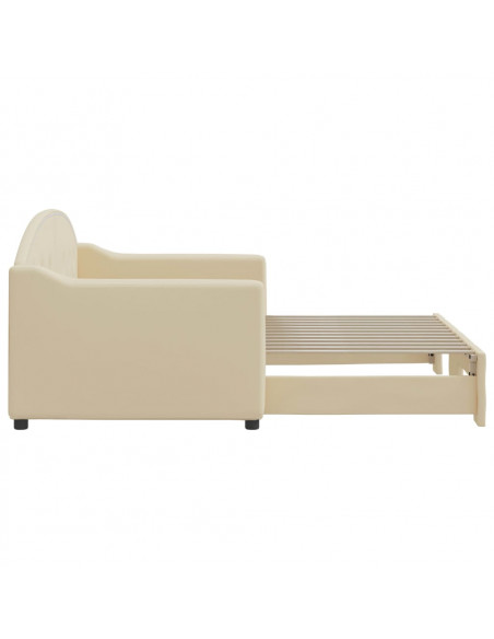 Divano Letto con Letto Estraibile Crema 80x200 cm Tessuto