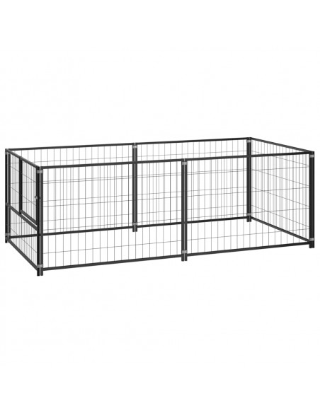 Gabbia per Cani Nera 200x100x70 cm in Acciaio