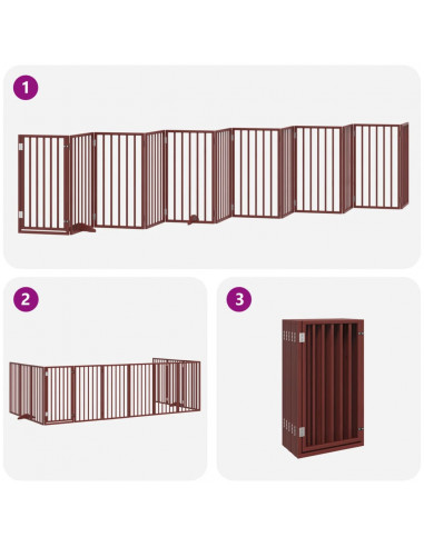 Cancello Cani Porta Pieghevole Marrone 12 Pannelli 600cm Pioppo