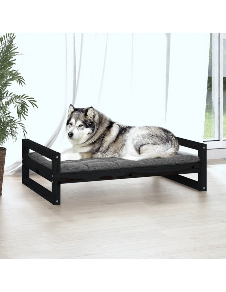 Cuccia per Cani Nera 105,5x75,5x28 cm Legno Massello di Pino