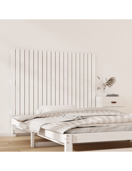Testiera da Parete Bianca 127,5x3x90 cm Legno Massello di Pino