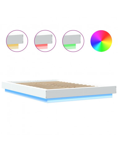 Giroletto con Luci LED Bianco 135x190 cm in Legno Multistrato