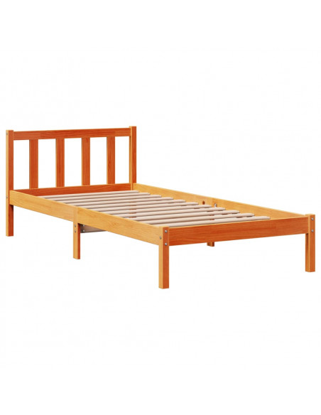Giroletto con Testiera Marrone Cera 90x200 cm Massello Pino