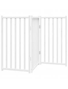 Cancello Cani Pieghevole 3 Pannelli Bianco 150cm Massello Abete 2