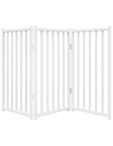 Cancello Cani Pieghevole 3 Pannelli Bianco 150cm Massello Abete
