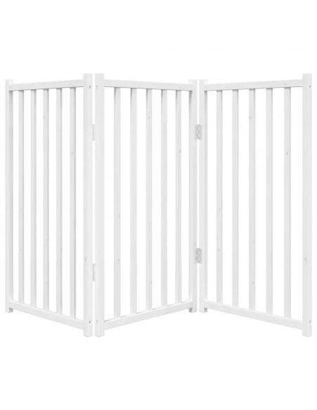 Cancello Cani Pieghevole 3 Pannelli Bianco 150cm Massello Abete