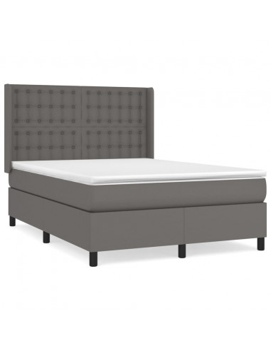 Giroletto a Molle con Materasso Grigio 140x190 cm in Similpelle