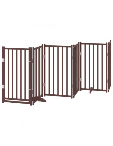 Cancello Cani Porta Pieghevole Marrone 12 Pannelli 600cm Pioppo