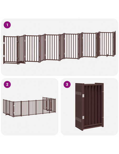 Cancello Cani Porta Pieghevole Marrone 12 Pannelli 600cm Pioppo