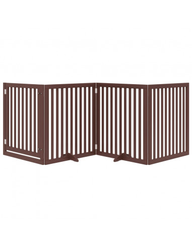 Cancello Cani Porta Pieghevole Marrone 4 Pannelli 320cm Pioppo