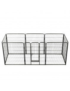 Box per Cani con 8 Pannelli in Acciaio 80x100 cm Nero 2