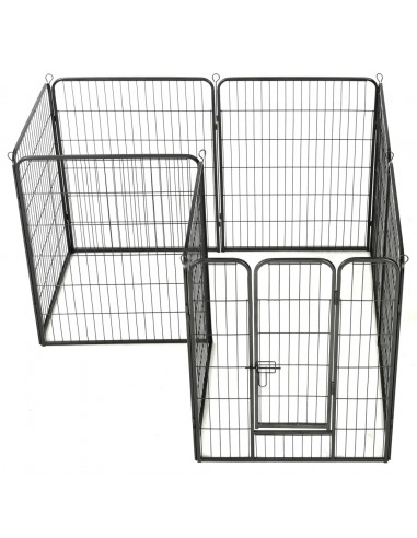 Box per Cani con 8 Pannelli in Acciaio 80x100 cm Nero