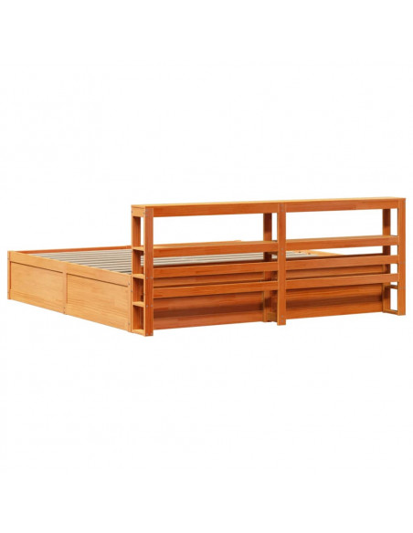 Giroletto con Testiera Marrone Cera 200x200 cm Massello Pino