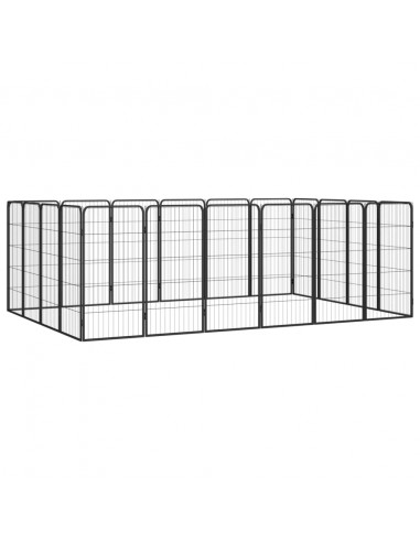 Box Cani 20 Pannelli Nero 50x100 cm Acciaio Verniciato Polvere