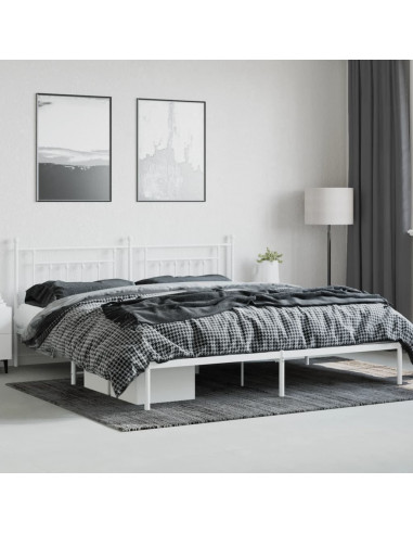 Giroletto con Testiera Metallo Bianco 193x203 cm