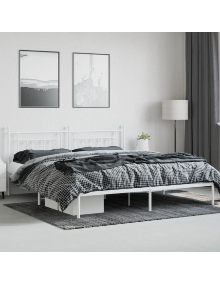 Giroletto con Testiera Metallo Bianco 193x203 cm