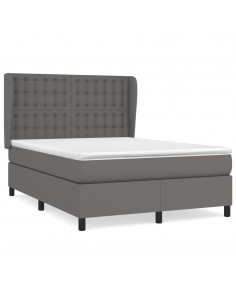 Giroletto a Molle con Materasso Grigio 140x190 cm in Similpelle 2