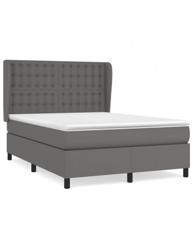 Giroletto a Molle con Materasso Grigio 140x190 cm in Similpelle