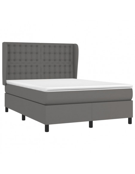 Giroletto a Molle con Materasso Grigio 140x190 cm in Similpelle