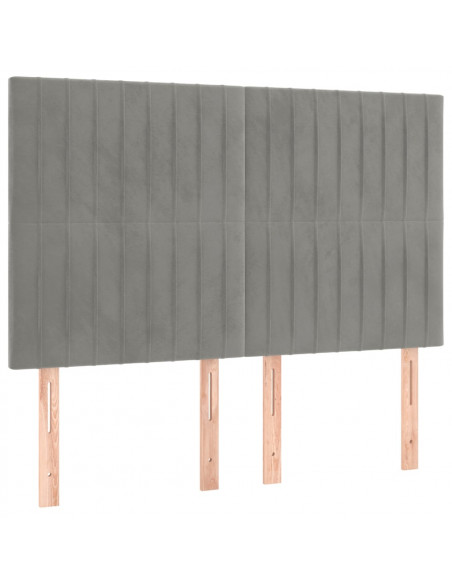 Testiere 4 pz Grigio Chiaro 72x5x78/88 cm in Velluto