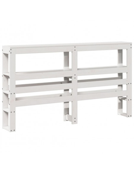 Testiera con Ripiani Bianca 120 cm in Legno Massello di Pino