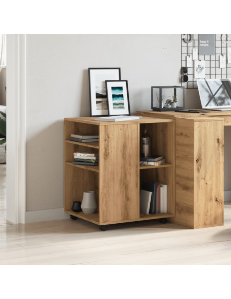 Armadietto con Ruote Rovere Artigianale 60x53x72 cm Truciolato