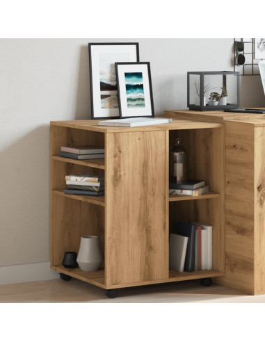 Armadietto con Ruote Rovere Artigianale 60x53x72 cm Truciolato