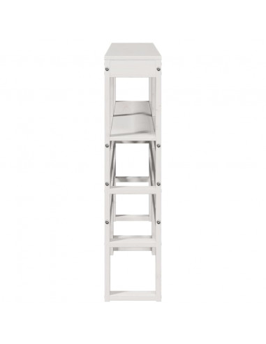 Testiera con Ripiani Bianca 120 cm in Legno Massello di Pino