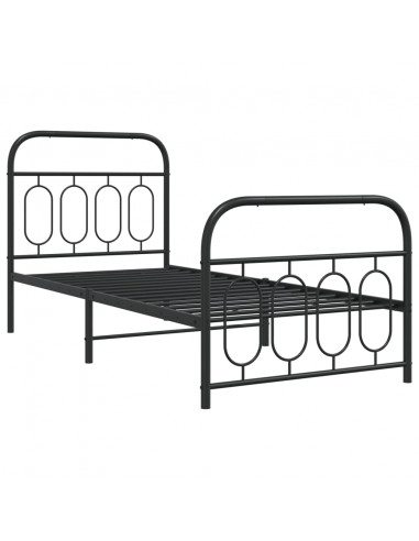 Giroletto con Testiera e Pediera Metallo Nero 90x190 cm