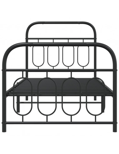 Giroletto con Testiera e Pediera Metallo Nero 90x190 cm