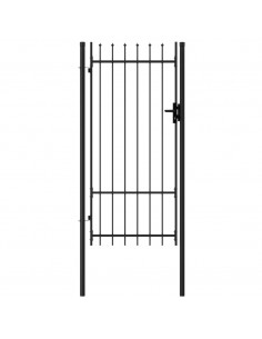 Cancello a Singola Anta con Punte in Acciaio 1x2 m Nero 2