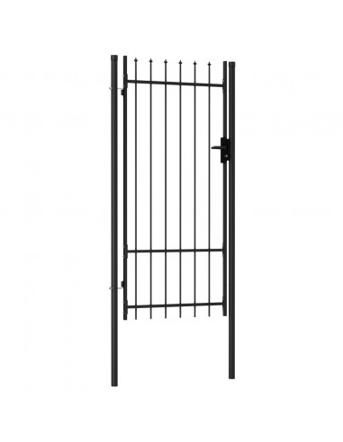 Cancello a Singola Anta con Punte in Acciaio 1x2 m Nero