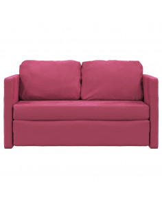 Divano Letto da Terra 2 in 1 Rosso Vino 122x204x55cm Velluto