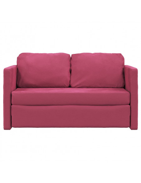 Divano Letto da Terra 2 in 1 Rosso Vino 122x204x55cm Velluto