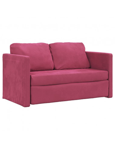 Divano Letto da Terra 2 in 1 Rosso Vino 122x204x55cm Velluto