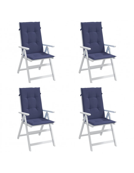 Cuscini Sedia con Schienale Alto 4 pz Blu Marino Tessuto
