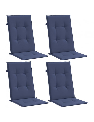 Cuscini Sedia con Schienale Alto 4 pz Blu Marino Tessuto