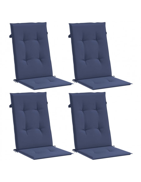 Cuscini Sedia con Schienale Alto 4 pz Blu Marino Tessuto