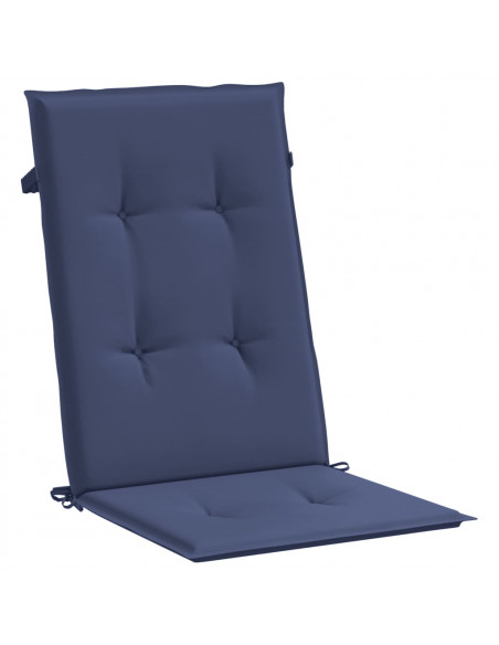 Cuscini Sedia con Schienale Alto 4 pz Blu Marino Tessuto