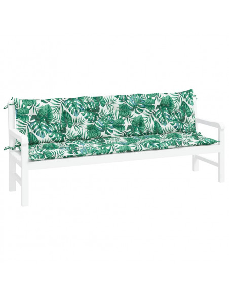 Cuscini Panca Giardino 2 pz a Foglie 200x50x7 cm Tessuto Oxford
