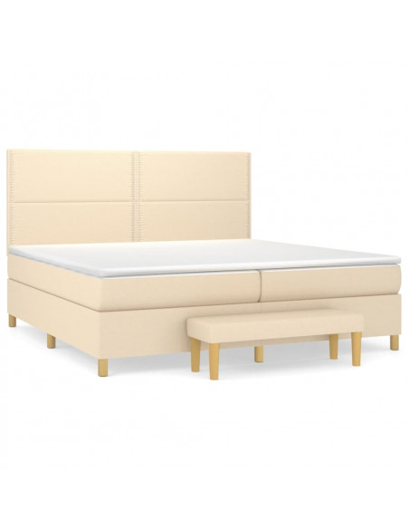 Giroletto a Molle con Materasso Crema 200x200 cm in Tessuto