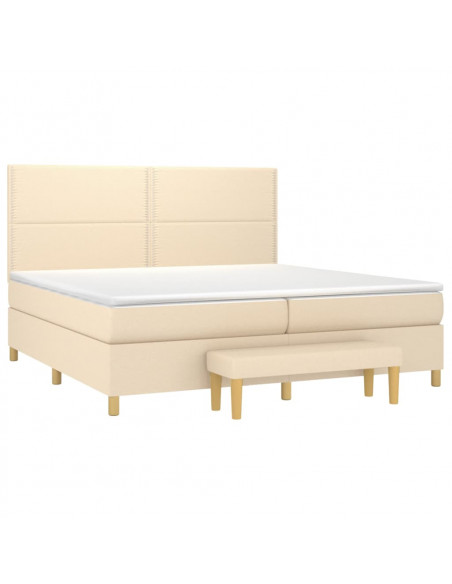 Giroletto a Molle con Materasso Crema 200x200 cm in Tessuto