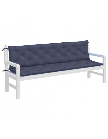 Cuscini per Panca 2 pz Blu Marino 200x50x7 cm in Tessuto Oxford