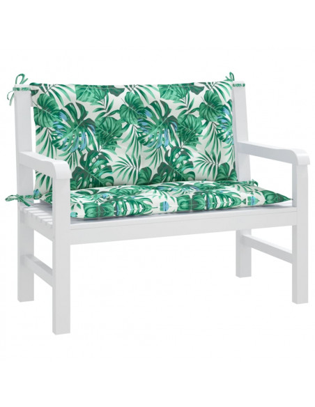 Cuscini Panca Giardino 2 pz a Foglie 100x50x7 cm Tessuto Oxford
